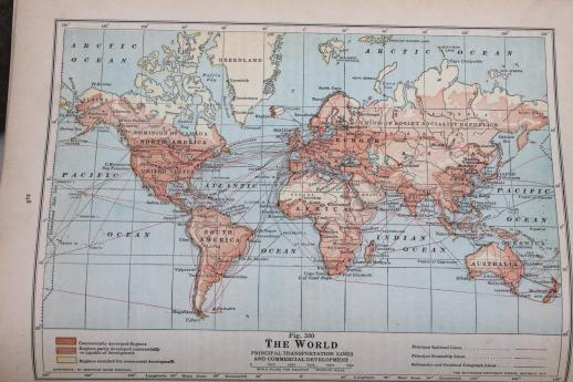 photo of antique schoolbooks, geography books w/ color maps vintage 1912 & 1934 #11