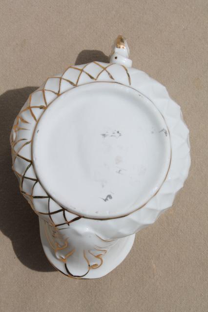 photo of antique scuttle type shaving mug, Victorian Edwardian vintage gold painted china cup #7