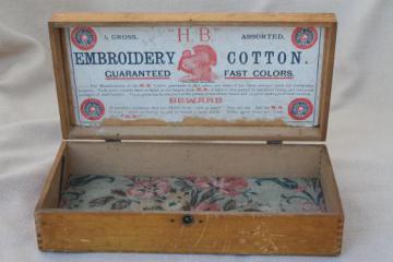 catalog photo of antique sewing thread case, advertising display box for Turkey Red embroidery cotton