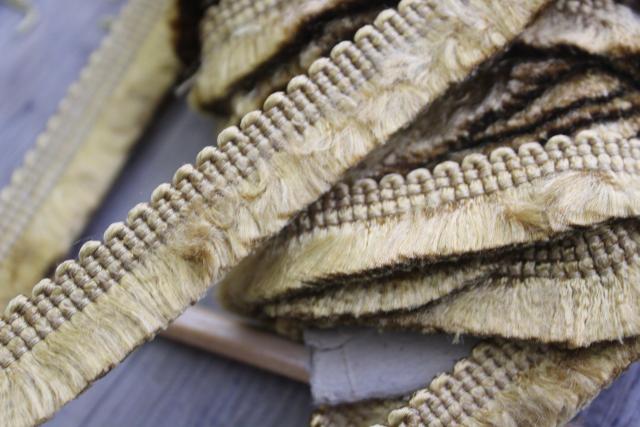 photo of antique sewing / upholstery / lampshade trim, early 1900s vintage mustard gold braid & fringe #3