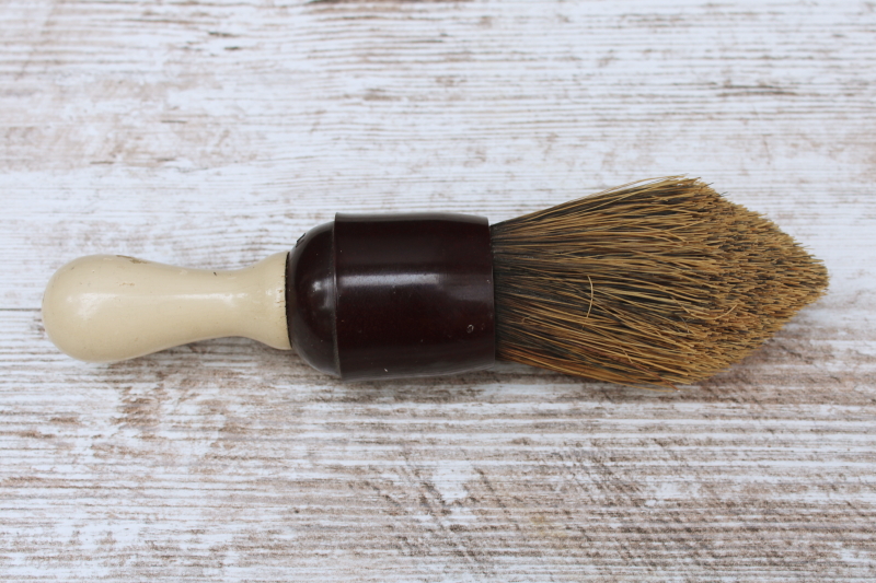 photo of antique shaving brush, 1920s vintage wood & bakelite handle  #1