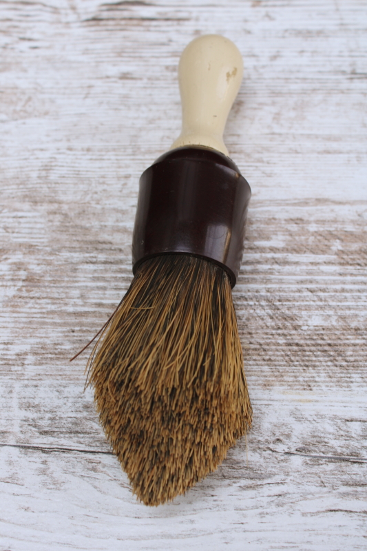 photo of antique shaving brush, 1920s vintage wood & bakelite handle  #2