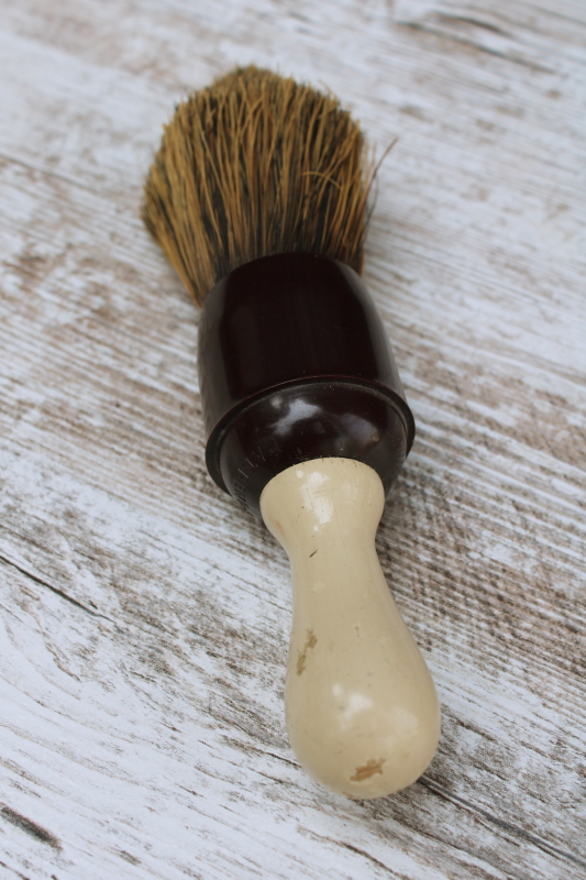 photo of antique shaving brush, 1920s vintage wood & bakelite handle  #3