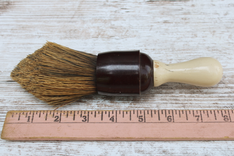 photo of antique shaving brush, 1920s vintage wood & bakelite handle  #4