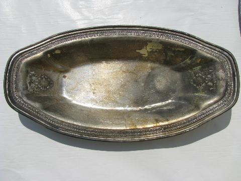 photo of antique sheffield silver plate, lot of victorian era vintage bread trays #3