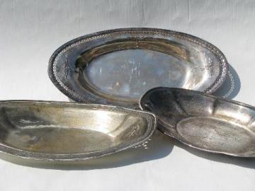 catalog photo of antique sheffield silver plate, lot of victorian era vintage bread trays