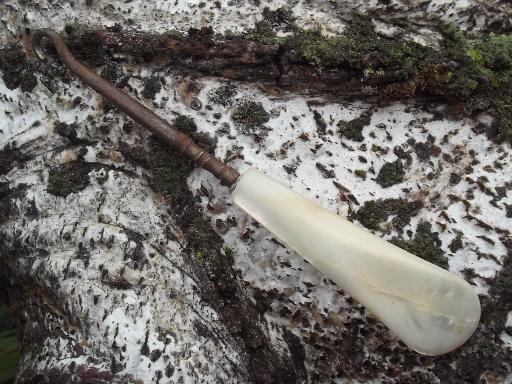 photo of antique shoe button hook w/ mother of pearl shell handle, for high button boots #2