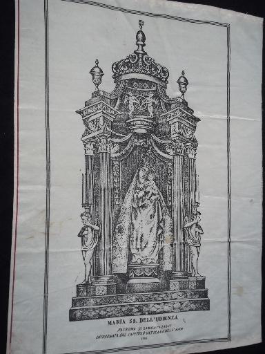 photo of antique silk block print hangings Catholic icons, Virgin Mary and St Lucia #2