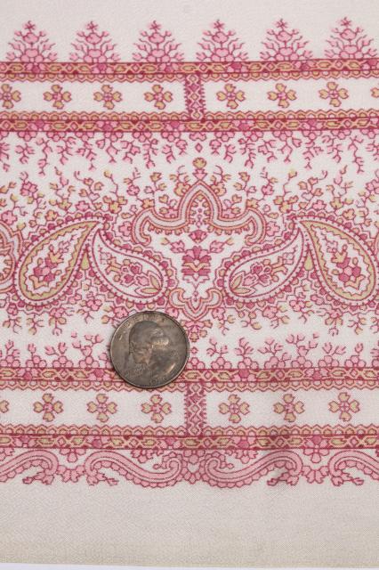 photo of antique silk chiffon fabric w/ paisley border print, turn of the century vintage #4