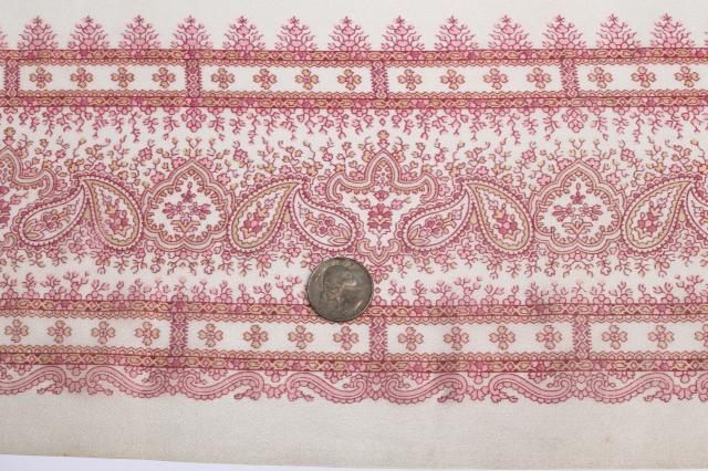 photo of antique silk chiffon fabric w/ paisley border print, turn of the century vintage #5