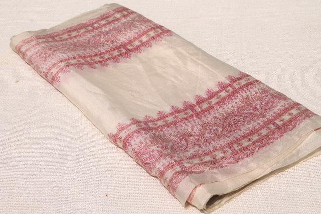 photo of antique silk chiffon fabric w/ paisley border print, turn of the century vintage #7