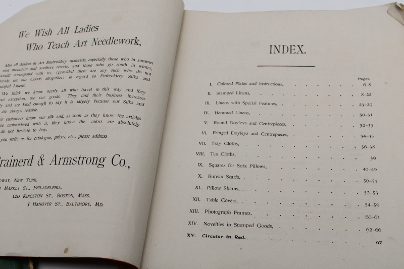 photo of antique silk embroidery books, techniques & designs vintage 1902 Brainerd & Armstrong thread advertising  #2