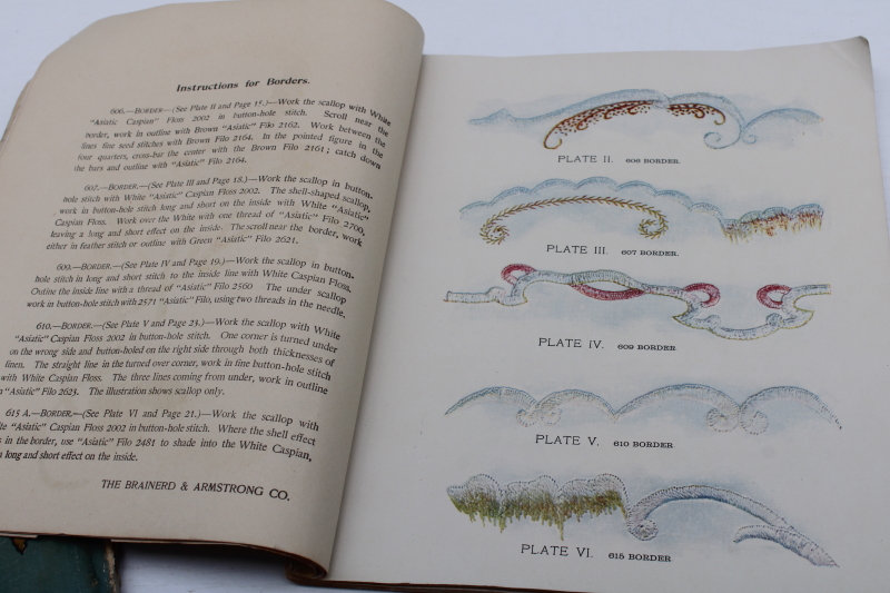 photo of antique silk embroidery books, techniques & designs vintage 1902 Brainerd & Armstrong thread advertising  #3