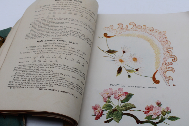 photo of antique silk embroidery books, techniques & designs vintage 1902 Brainerd & Armstrong thread advertising  #4