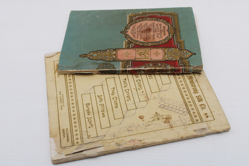 photo of antique silk embroidery books, techniques & designs vintage 1902 Brainerd & Armstrong thread advertising  #6