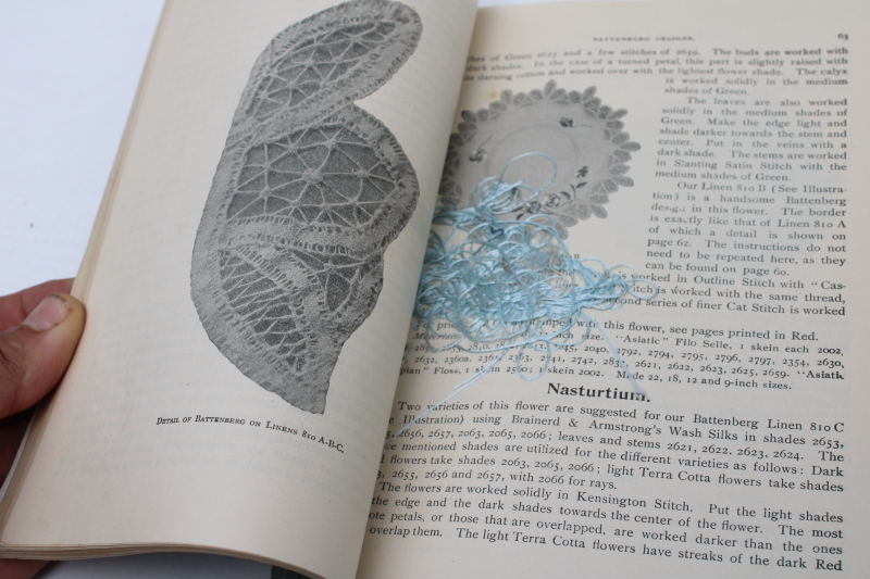 photo of antique silk embroidery books, techniques & designs vintage 1902 Brainerd & Armstrong thread advertising  #9