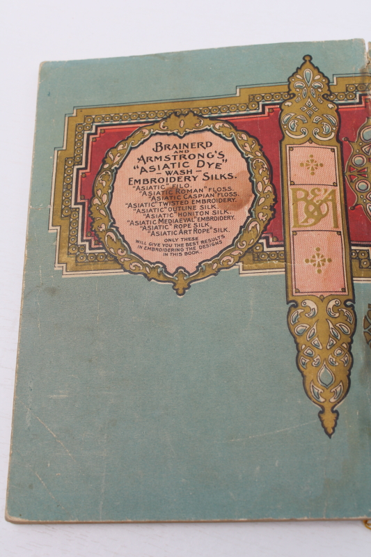 photo of antique silk embroidery books, techniques & designs vintage 1902 Brainerd & Armstrong thread advertising  #12