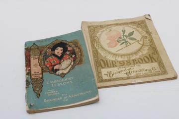 catalog photo of antique silk embroidery books, techniques & designs vintage 1902 Brainerd & Armstrong thread advertising 