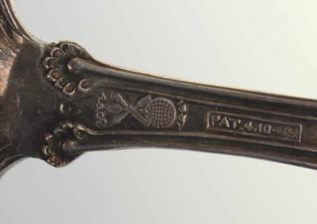 photo of antique silver, ornate cake serving fork, 1905 American Silver / International vintage grapes #9