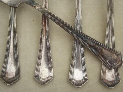 photo of antique silver plate fish salad forks, vintage silverplate flatware #4