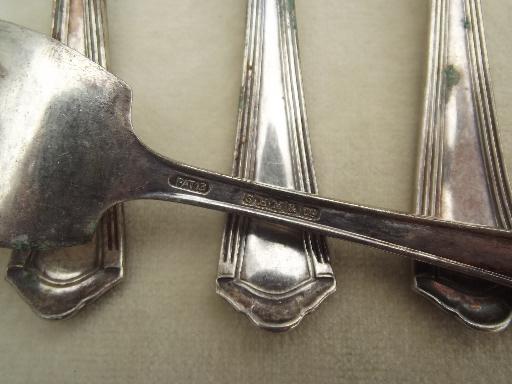 photo of antique silver plate fish salad forks, vintage silverplate flatware #6