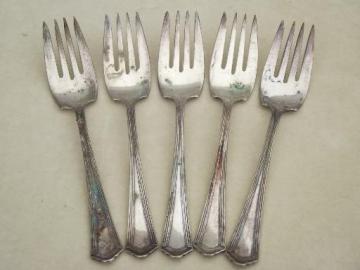 catalog photo of antique silver plate fish salad forks, vintage silverplate flatware