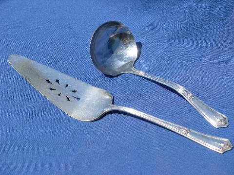 photo of antique silver plate serving pieces, ornate pastry fork, knife etc. #2