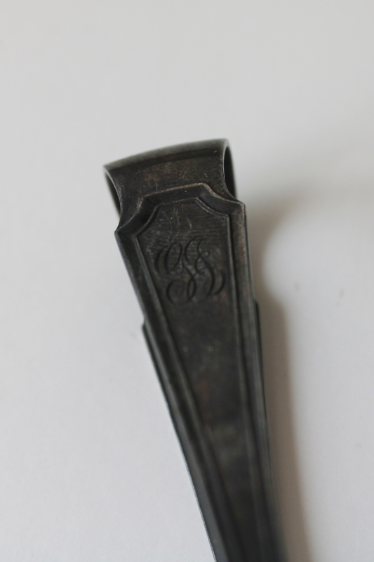 photo of antique silver plated pastry tongs, ornate Edwardian vintage tea table serving utensil  #3