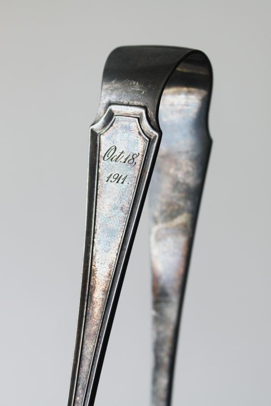 photo of antique silver plated pastry tongs, ornate Edwardian vintage tea table serving utensil  #5