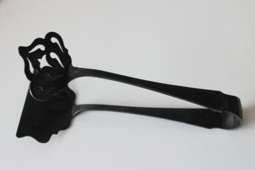 antique silver plated pastry tongs, ornate Edwardian vintage tea table serving utensil 