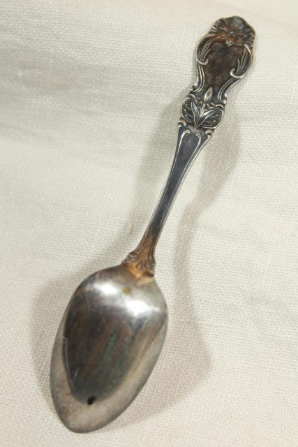 photo of antique silver souvenir spoon Coney Island embossed etched all over design #5