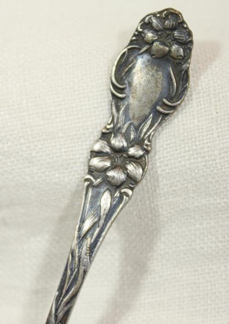 photo of antique silver souvenir spoon Coney Island embossed etched all over design #7