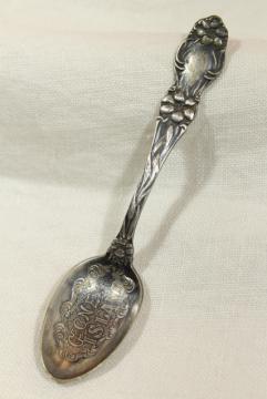 catalog photo of antique silver souvenir spoon Coney Island embossed etched all over design