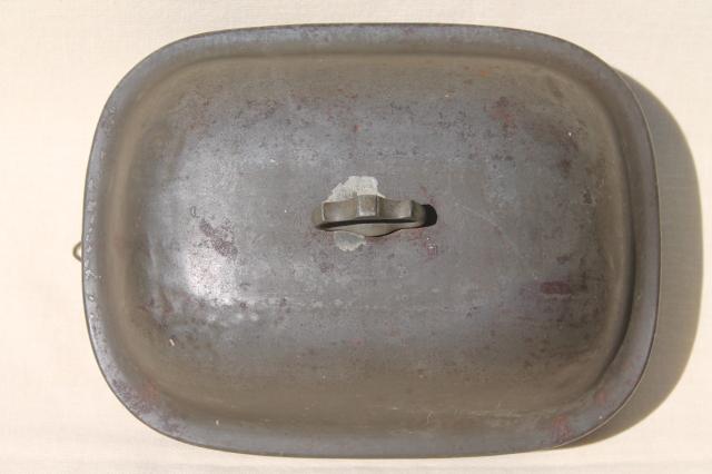 photo of antique silver tin metal plate cover dome for primitive old platter serving board #7