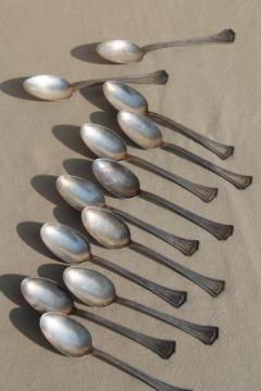 catalog photo of antique silverware, 1920s vintage silver plate tea spoons set, Scotia 1881 Rogers