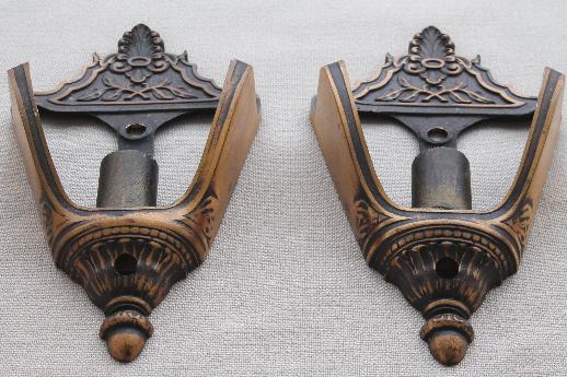 photo of antique slip shade sconces pair of wall lights, early electric vintage lighting #4