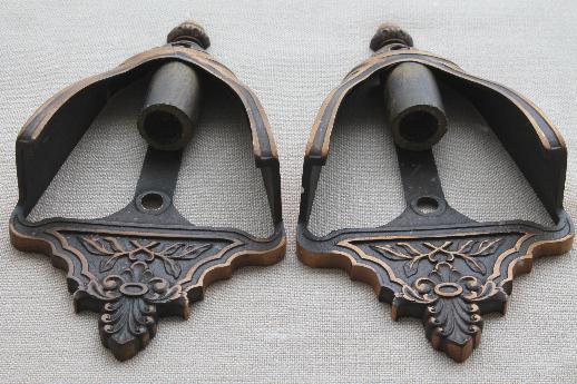 photo of antique slip shade sconces pair of wall lights, early electric vintage lighting #5