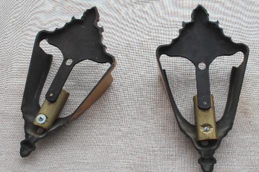 photo of antique slip shade sconces pair of wall lights, early electric vintage lighting #7