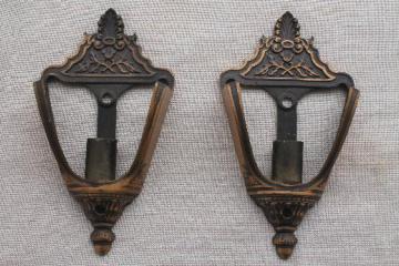 catalog photo of antique slip shade sconces pair of wall lights, early electric vintage lighting