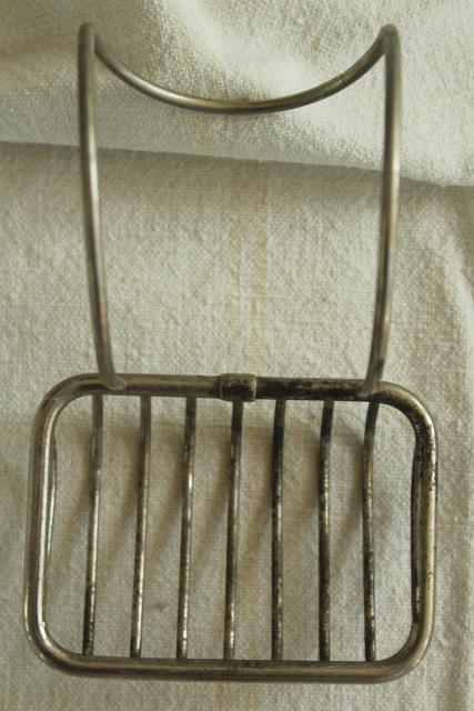 photo of antique soap dish to hang on farmhouse sink or claw foot tub, Victorian vintage wire basket #2