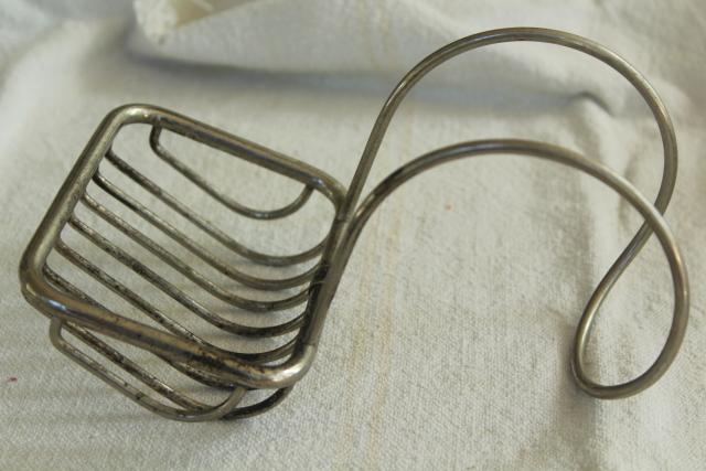 photo of antique soap dish to hang on farmhouse sink or claw foot tub, Victorian vintage wire basket #3