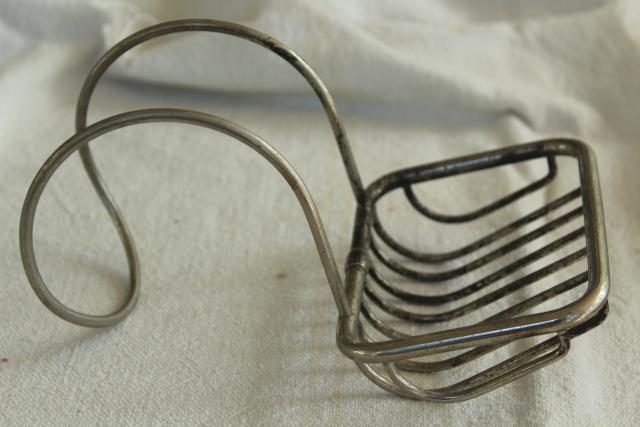 photo of antique soap dish to hang on farmhouse sink or claw foot tub, Victorian vintage wire basket #5