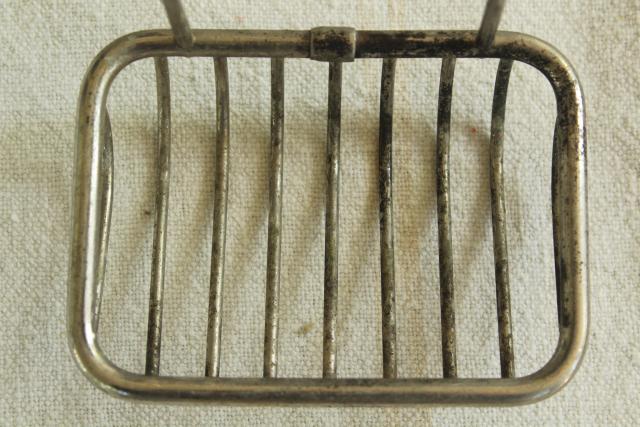 photo of antique soap dish to hang on farmhouse sink or claw foot tub, Victorian vintage wire basket #6