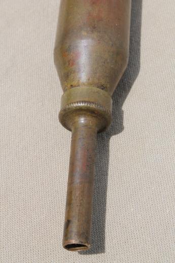 photo of antique solid brass grease gun, early automobile mechanic's  oiling & greasing tool #6