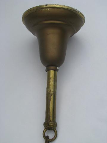 photo of antique solid brass pendant light fixture, early 1900s opalescent milk glass shade #4
