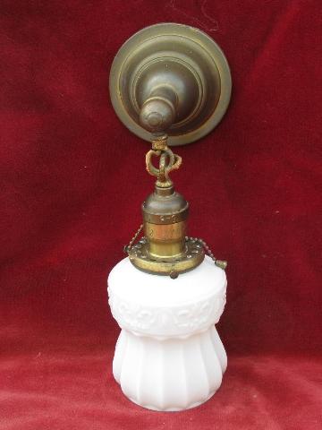 photo of antique solid brass wall sconce lamp pendant light, early 1900s vintage lighting #2