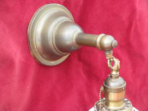 photo of antique solid brass wall sconce lamp pendant light, early 1900s vintage lighting #3