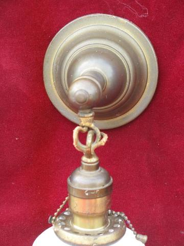 photo of antique solid brass wall sconce lamp pendant light, early 1900s vintage lighting #4