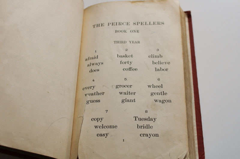 photo of antique spelling book for early grades vintage 1912 Peirce Speller Ginn & Co school book  #7