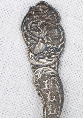 photo of antique sterling silver spoon dated 1891, vintage souvenir spoon - Illinois #5